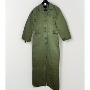 Denim Canvas Jumper Overalls Med Vintage Olive Cotton Oversized Utility Military